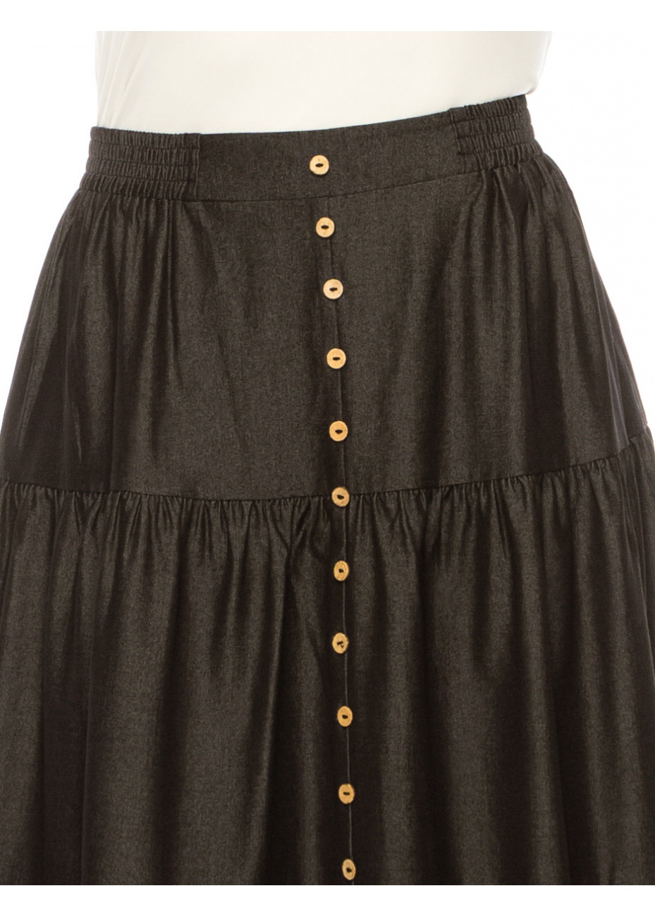 ★lalafox★BLACK DENIM MIDI SKIRT PANTS★Black★韓国★大人気 CROP-T000FW6194-